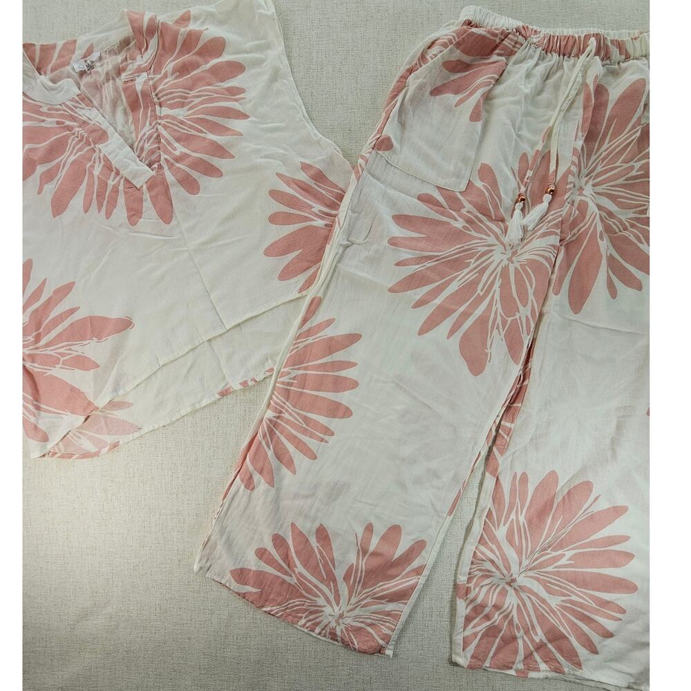 Turks & Caicos M Matching Resort Boho Linen Blend Pant Set